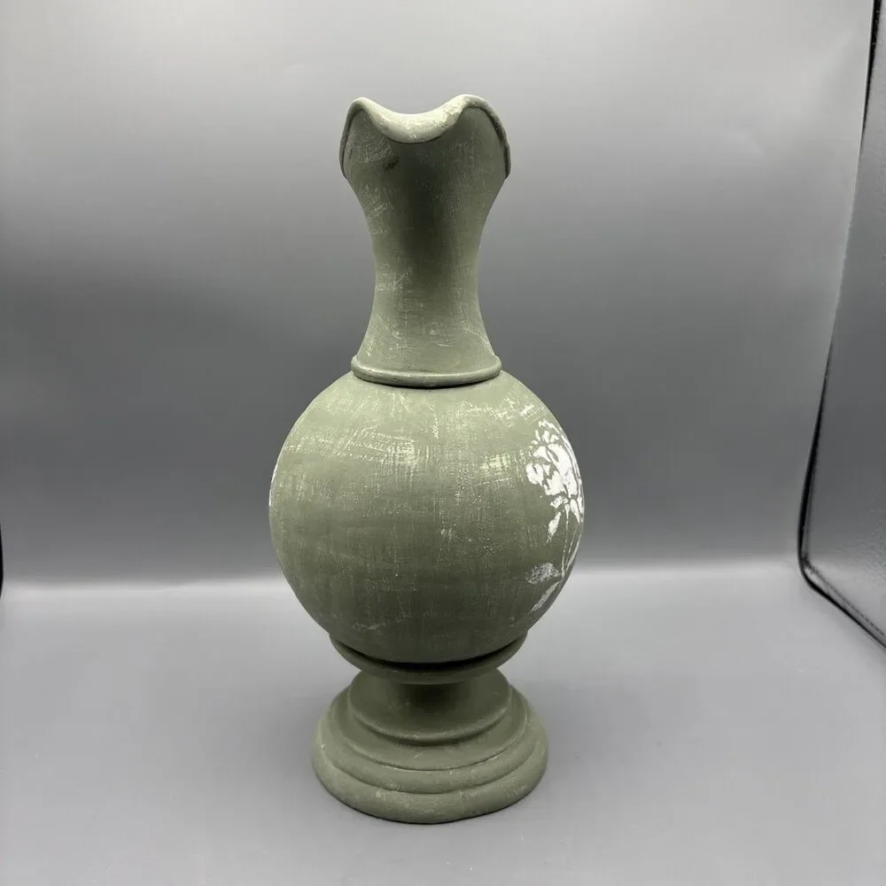Pottery Faux Pitcher Decor Green Rustic Cottagecore Garden